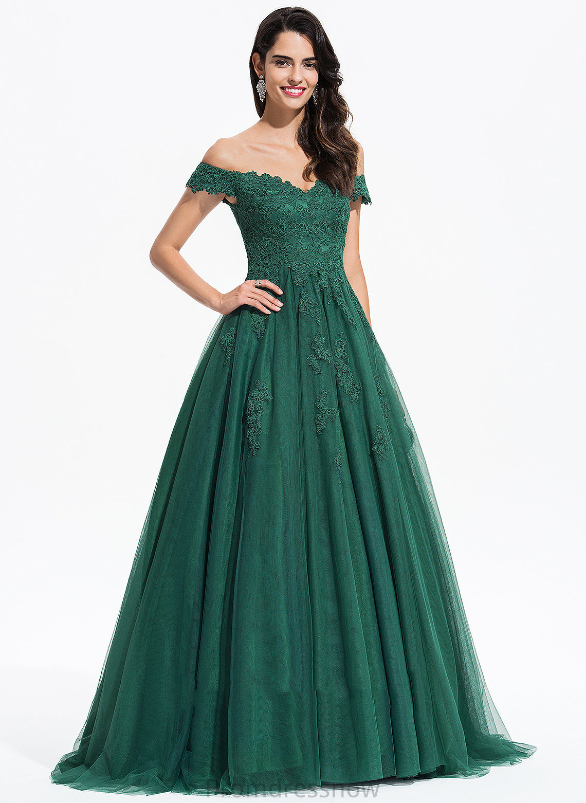 Buy V-neck Prom Dresses Nevaeh Ball-Gown/Princess Sweep Tulle Train ...
